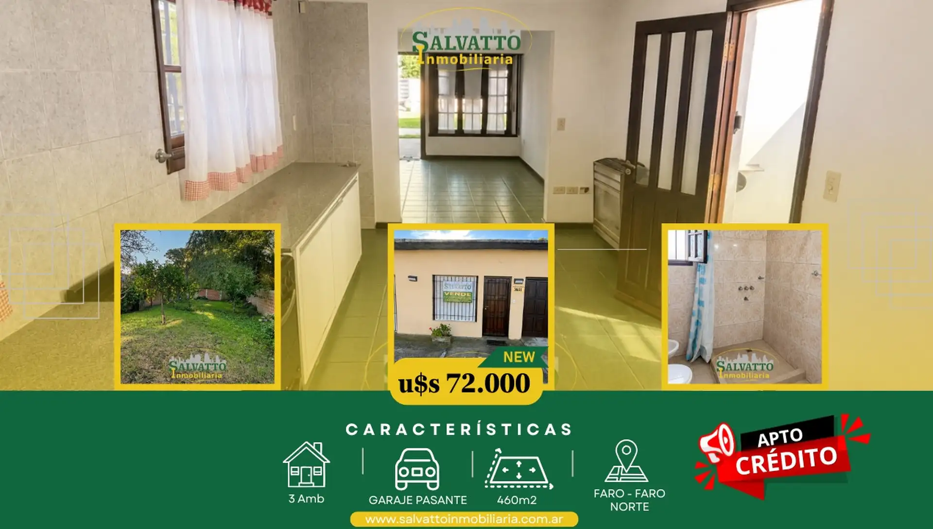 Chalet apto crédito con gran lote de 460 m²