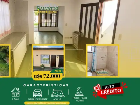 Chalet apto crédito con gran lote de 460 m²