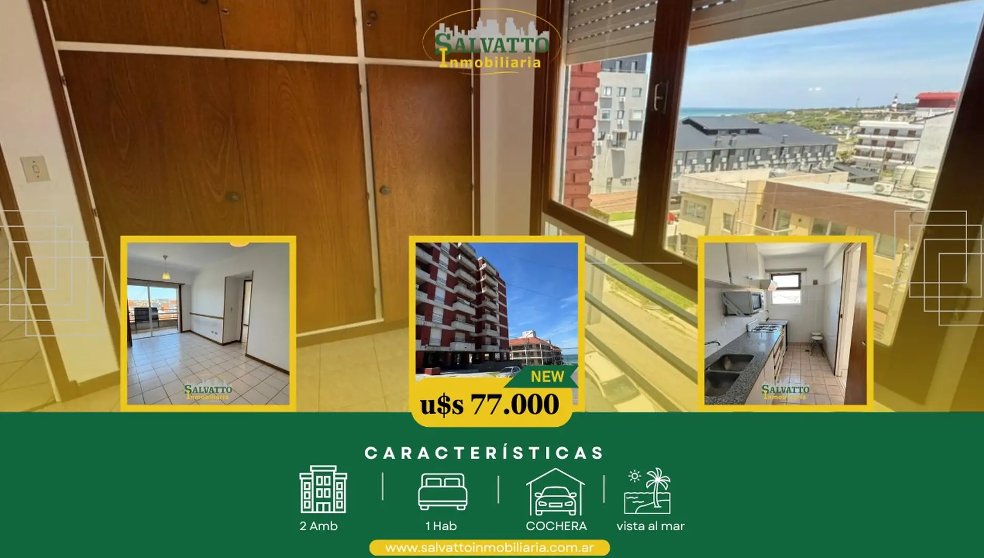 Departamento 2 ambientes con vista al mar en Punta Mogotes