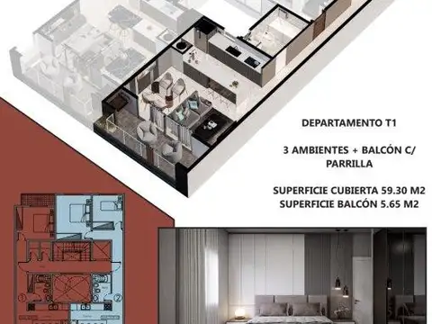 Departamento en Venta de 3 ambientes