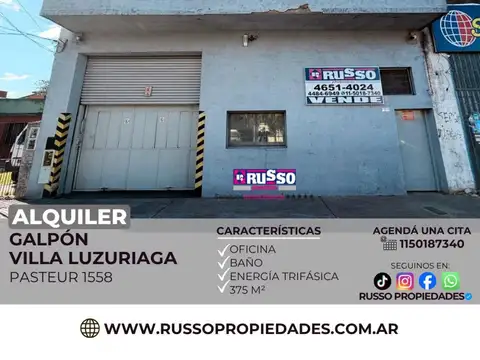 Galpón en Alquiler en Villa Luzuriaga, Partido de La Matanza