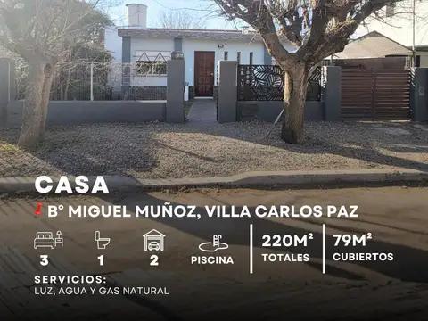Venta Casa de 3 Dormitorios c/ gas natural en Miguel Muñoz, Villa Carlos Paz