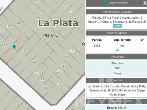 Terreno en Venta 10  mts Frente