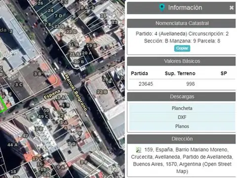 Terreno en Venta de 998,0 m2