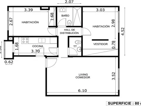 Departamento 2 ambientes Semipiso Reciclado Impecable con baulera al frente en Barrio Norte