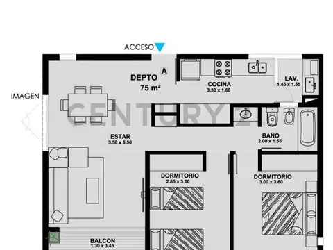 Departamento en Venta de 2 dormitorios