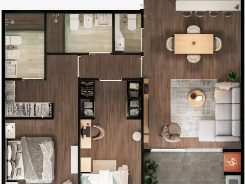 Semipiso al frente de 3 ambientes con balcon y cochera