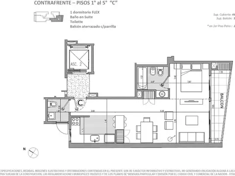 Departamento en Venta en Caballito Norte, USD 121.500
