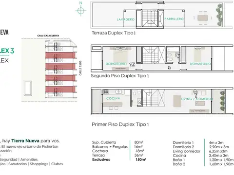 Departamento en venta duplex  de 2 dormitorios con terraza parrillero y cochera