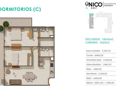 Departamento en Venta de 3 ambientes