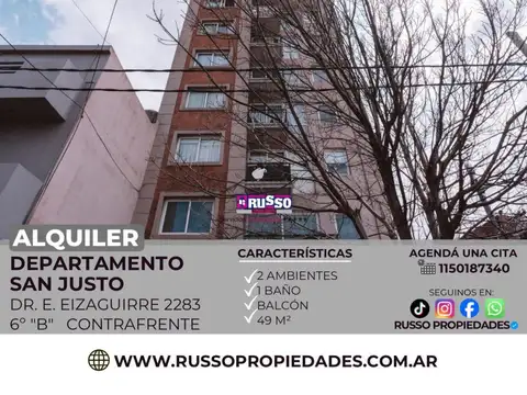 Alquiler de Departamento 2 Ambientes en San Justo, La Matanza
