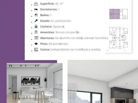 Departamento en Venta de 2 ambientes