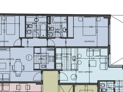 Departamento 3 ambientes con 2 baños