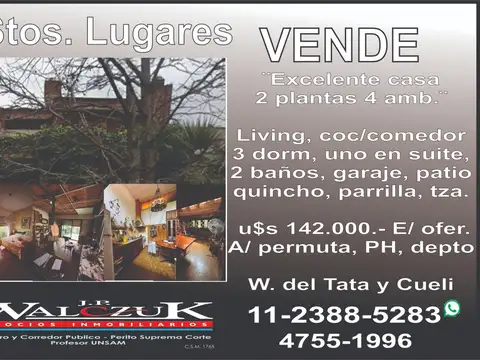 Excelente Casa 4 ambientes en Santos Lugares