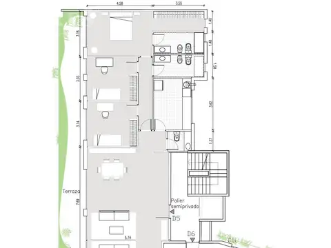 Departamento 4 ambientes con 2 baños