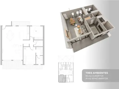 Departamento 4 ambientes con 1 baño