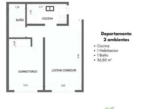 Departamento en Venta de 2 ambientes