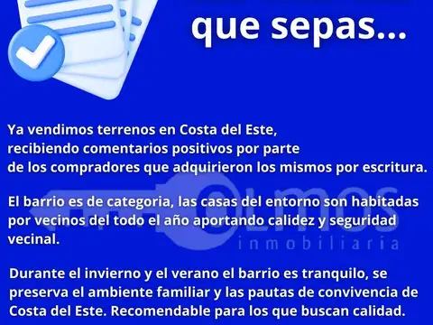 Terreno en Venta en Costa del Este, USD 48.500