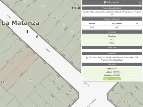 Terreno en Venta en San Justo, USD 650.000