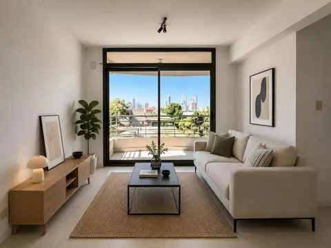 VENTA: Departamento de un dormitorio con balcón y terraza común con parrillero en Barrio Lourdes.