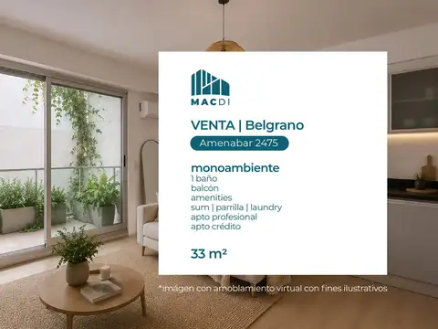 Excelente Dpto. monoambiente en Venta.