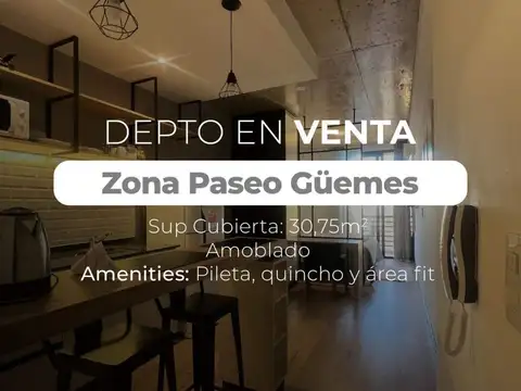 Monoambiente amoblado en venta!