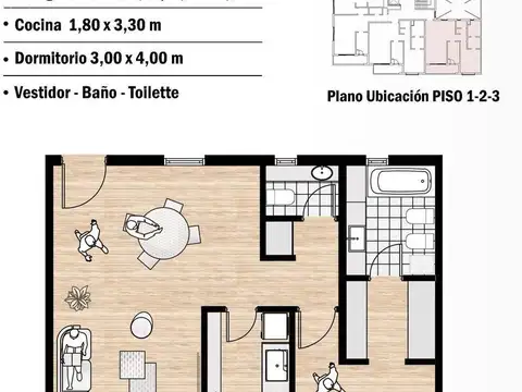 Departamento en Venta de 1 dormitorio
