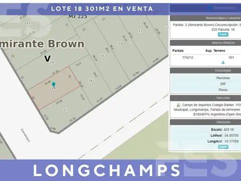 Terreno en Venta en Longchamps, USD 15.400