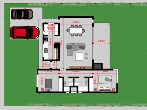 Casa 3 ambientes con 2 baños