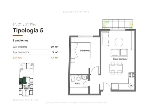Departamento en Venta de 2 ambientes
