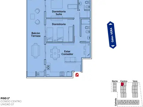 Miguel Galindo y Gdor. Vera - Amplio Dpto de 2 Dormitorios. Cochera disponible.