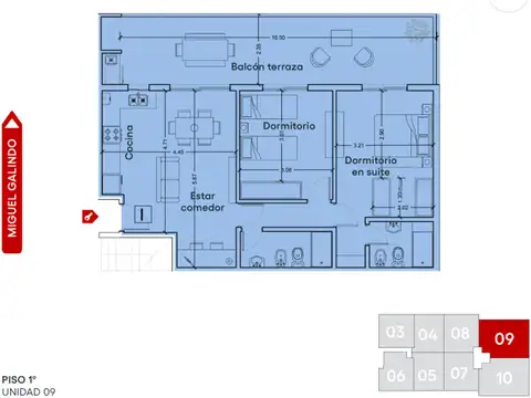 Miguel Galindo y Gdor. Vera - Amplio Dpto de 2 Dormitorios. Cochera disponible.
