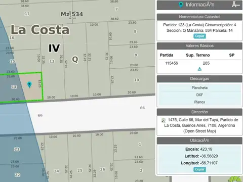 Lote en venta en esquina, Mar del Tuyu, Partido de la Costa
