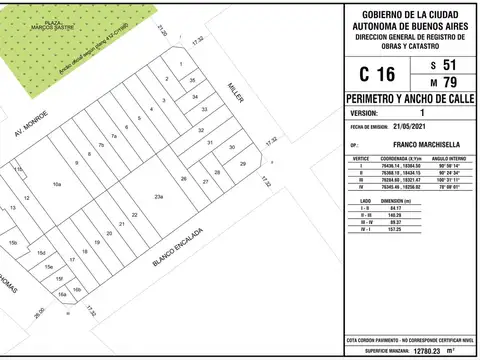 Terreno en Venta 41  mts Fondo
