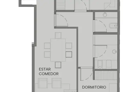 Departamento 3 ambientes con 1 baño