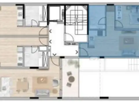 Departamento 2 ambientes con 1 baño