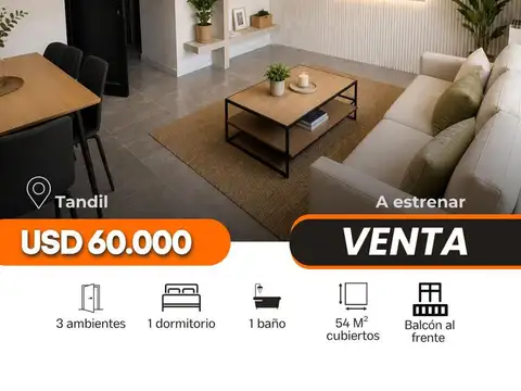 Departamento en venta a estrenar - 1 Dormitorios, cochera opcional - Tandil semicentro