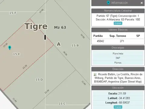 Terreno en Venta 23,30  mts Fondo