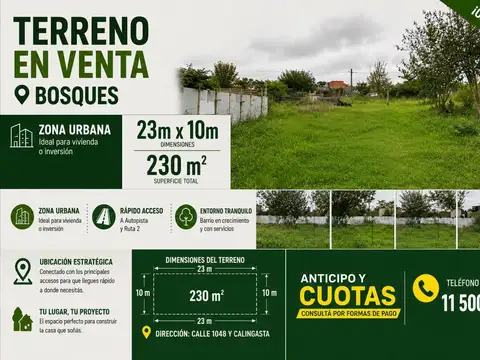 Venta de Terreno Anticipo  y cuotas