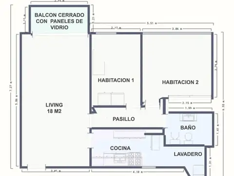 Departamento 3 ambientes con 1 baño