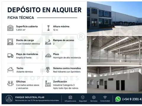 Galpón en Alquiler en Parque Industrial Pilar, Fatima Estacion Empalme