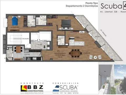 Departamento 5 ambientes con 2 baños