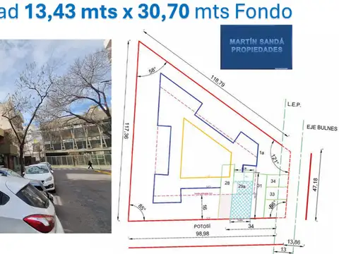 Terreno en Venta 30,70  mts Fondo