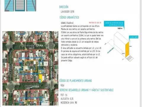 V.URQUIZA: LOTE 202 M2 - 142 M2 CUBIERTOS - USAB.2