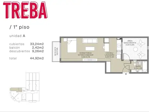 Departamento en Venta en Monserrat, USD 97.169