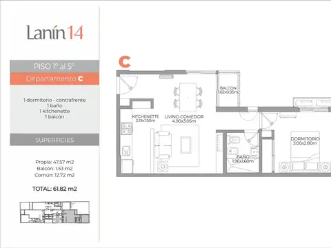 Departamento 1 dorm en venta Nueva Cordoba