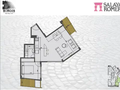 Departamento 2 ambientes con 1 baño