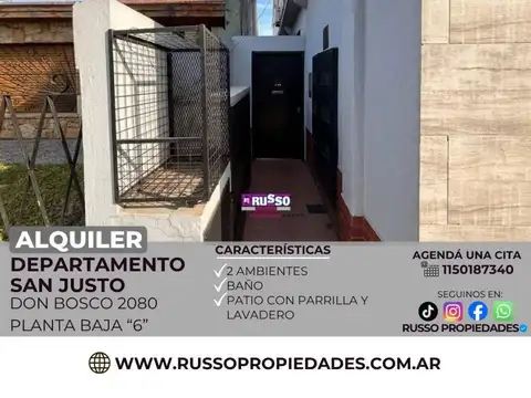 Alquiler de Departamento Dos Ambientes en Villa Luzuriaga
