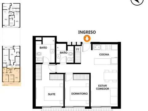 Departamento 3 ambientes con 2 baños