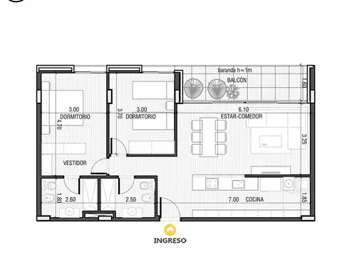 Venta departamento 2 dormitorios Funes